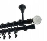 Imperia Deco Dupla függönykarnis, Fém, mennyezeti, 19+19 mm, Matt Fekete, 200 cm, Kula Crystal véggel (KAR.MET. II SUFIT /19+19/ 200cm CRYSTAL)