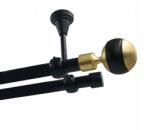 Imperia Deco Dupla függönykarnis, Metal, mennyezeti, 19+19mm, Fekete, 200cm, Nagy Gömb végek, görgők Nélkül (KAR.MET II SUFIT /19+19/ 200 cm KULA SOLO)