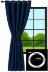 NOW-ART Függöny, matt, kész, karikás, 140x180 cm, sötétkék színű, csipesszel (LEN-1 145x180 na przelokach kółkach)