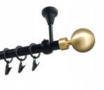 Imperia Deco Függönykarnis szimpla Fém Mennyezeti 19mm Fekete Matt 120cm Gömb Modern Gold (KAR.MET I SUFIT /19/ 120cm CZARNY MODERN GOLD)