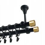 Imperia Deco Dupla függönykarnis, Fém, Mennyezeti, 19+19 mm, Matt Fekete, 400 cm, Luna Gold (KAR.MET. II SUFIT /19+19/ 400cm LUNA GOLD)