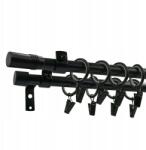 ESTAdeco Függönykarnis Dupla Fém loft fekete matt mix végek 16+16 mm 180 cm (karnisz LOFT II 16mm MIX Czarny mat)