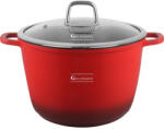 Goldmann Дълбока тенджера Goldmann GM-0624R, 24 см, 6.2 л, Мраморно покритие, Стъклен капак с отвор за пара, Индукция, Червен (999GM0624R) - topmall