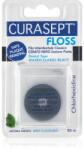 Curasept Dental Tape Waxed Classic Black bandă dentară cerată antibacterial Mint 50 m