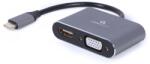 Gembird USB 2.0 Type C VGA/D-Sub + HDMI Átalakító Szürke 15cm A-USB3C-HDMIVGA-01 (A-USB3C-HDMIVGA-01)