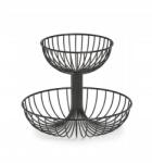 Zeller Gyümölcstál, 2 szint, 32x26cm, fém, fekete (ZE-27415)