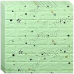 MACVI 10 db-os öntapadós 3D tapéta készlet, kívül puha habszivacs, modern dizájn bármilyen helyre alkalmas, vízálló, mérete 70x77, Macvi, Brick Model Green Stars (10xTapet-55)