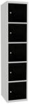 Malow Lucas hegesztett öltözőszekrény, 5 rekesz, hengerzár, szürke/fekete