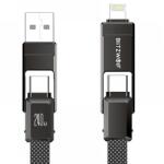 BlitzWolf USB 2.0 + USB 2.0 Type C Lightning + USB Type C Töltő/adat Fekete 1.2m BW-HDC7 (BW-HDC7)
