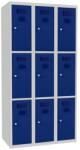 Malow Jeff hegesztett öltözőszekrény, 9 rekesz, hengerzár, szürke/sötétkék