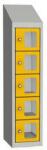 Malow Olaf hegesztett szekrény személyes tárgyakra áttetsző ajtóval, 5 box, hengerzár, szürke/sárga