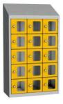 Malow Olaf hegesztett szekrény személyes tárgyakra áttetsző ajtóval, 15 box, hengerzár, szürke/sárga