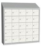 Malow Olaf hegesztett szekrény személyes tárgyakra, 25 box, hengerzár, szürke/fehér