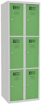 Malow Rob hegesztett öltözőszekrény, 6 rekesz, hengerzár, szürke/zöld
