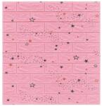 MACVI 20 db-os öntapadós 3D tapéta készlet, kívül puha habszivacs, modern dizájn bármilyen helyre alkalmas, vízálló, mérete 70x77, Macvi®, Pink Stars Brick Modell (20xTapet-54)