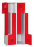 Malow Tobias hegesztett öltözőszekrény, Z ajtó, 4 részes, hengerzár, szürke/piros