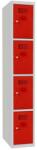 Malow Emil hegesztett öltözőszekrény, 4 rekesz, hengerzár, szürke/piros