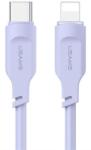 USAMS lithe series adatkábel, type-c - lightning, 20w, pd gyorstöltő, 120cm, led jelzés, lila (SJ566USB03)