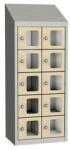 Malow Olaf hegesztett szekrény személyes tárgyakra áttetsző ajtóval, 10 box, hengerzár, szürke/elefántcsont