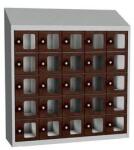 Malow Olaf hegesztett szekrény személyes tárgyakra áttetsző ajtóval, 25 box, hengerzár, szürke/barna