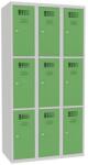 Malow Jeff hegesztett öltözőszekrény, 9 rekesz, hengerzár, szürke/zöld