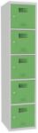 Malow Lucas hegesztett öltözőszekrény, 5 rekesz, hengerzár, szürke/zöld