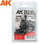 AK Interactive Locomotive & Wagon weathering set koszoló készlet vasúti modellekhez (AK7000)