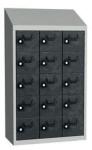 Malow Olaf hegesztett szekrény személyes tárgyakra, 15 box, hengerzár, szürke/antracit