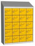Malow Olaf hegesztett szekrény személyes tárgyakra, 20 box, hengerzár, szürke/sárga