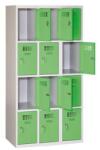 Malow Eric hegesztett, könnyített öltözőszekrény, 12 rekeszes, hengerzár, szürke/zöld