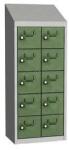 Malow Olaf hegesztett szekrény személyes tárgyakra, 10 box, hengerzár, szürke/zöld