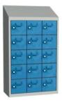 Malow Olaf hegesztett szekrény személyes tárgyakra, 15 box, hengerzár, szürke/világoskék