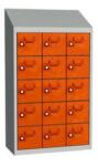 Malow Olaf hegesztett szekrény személyes tárgyakra, 15 box, hengerzár, szürke/narancssárga