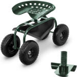  Zöld kerekes szék kerti munkákhoz, eperszedéshez, polccal akár 150 kg-ig