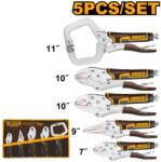  Set cleste autoblocaj 5 buc, falci curbate/drepte, C-clamp, INGCO COS23091 (COS23091) Cleste