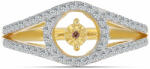  Arannyal Bevont Ezüst Gyűrű Kognak Gyémánttal és Fehér Topázzal, Y61704/62