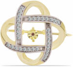  Arannyal Bevont Ezüst Bross Kognak Gyémánttal és Fehér Topázzal, Y61721