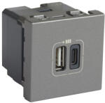 Legrand Priza USB tip A+C 2M 15W Legrand Mosaic aluminiu 079392 (079392)