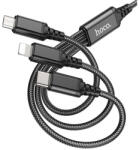 hoco. X76 3in1 USB / Lightning / MicroUSB / USB-C töltő- és adatkábel, 1m, fekete