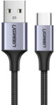 UGREEN US316 USB-A-USB-C töltő- és adatkábel, fonott, 3A, 18W, 2m, fekete (US288)