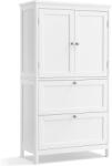 VASBÚTOR Tároló szekrény 2 ajtóval és 2 fiókkal állítható polccal, 30 x 60 x 110 cm, klasszikus fehér