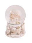  Hógömb havazó, hóember figurával 4, 5x6, 5cm fehér-arany