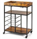 Costway 3 szintes szervizkocsi bortartóval Konyhai kocsi (HW67064CF)