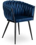 Klubfotel Glamour étkezőszék ELENA sötétkék bársony/fekete lábak