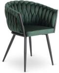Klubfotel Glamour étkezőszék ELENA sötétzöld bársony/fekete lábak