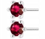 ZŁOCISTO Fehér Arany Fülbevaló Piros Rubin Stift Arany 585 Ajándék Gravírozás (DLA DZIEWCZYNY NARZECZONEJ)