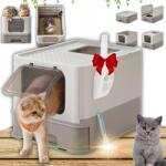  Macska Alomtálca Nagy Zárt Fedéllel Macska Fiókkal Spatula! (Kuweta dla kota nowoczesna solidna)