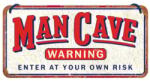 Nostalgic Art Germany Placă Decor metalică cu Șnur 10 x 20 - Man Cave Warning - Avertisment - Pestera Barbatului (2267)