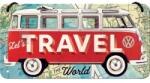 Nostalgic Art Germany Placă metalică cu Șnur 10 x 20 - Volkswagen Travel The World - Hai Sa Calatorim în Toata Lumea (1714)
