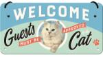 Nostalgic Art Germany Placă metalică cu Șnur 10 x 20 - Welcome Cat - Pisica Primitoare (1486)